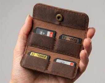 Personalized Genuine Leather SD & CFexpress Type A Case, 4 Slots, Custom Camera Wallet