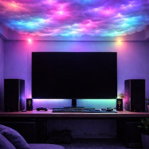 Luce a nuvola musicale RGB (8 m) – Lampada da soffitto a LED reattiva al suono, decorazione con cambio colore alimentata tramite USB per camera da letto e feste