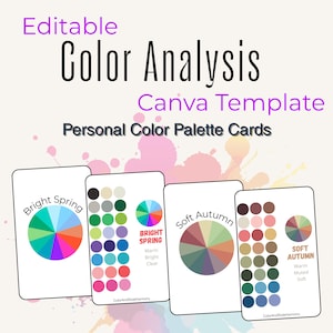 Plantilla editable de Canva para tarjetas de análisis de color, guía de paleta de colores personal (descarga digital)