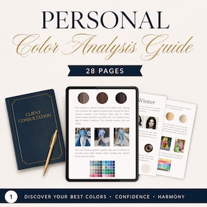 Guide för färganalys för 12 säsonger, personlig färganalys i PDF-format, digital nedladdning