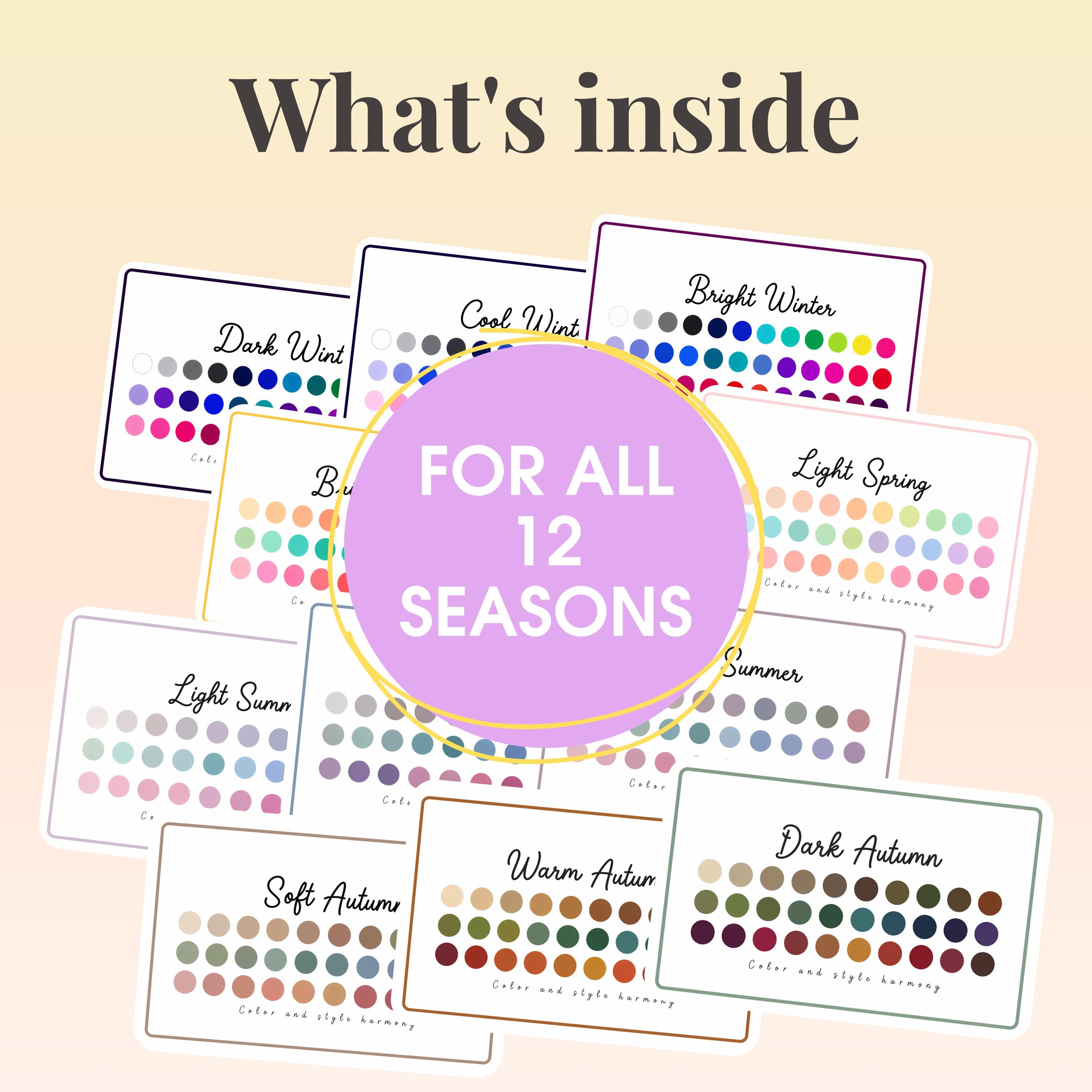 12 Season Color Analysis Palette Cards | Seasonal Color System (digital ...