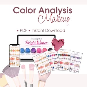 Farbanalytik Makeup-Ratgeber | 12 Jahreszeiten System Make-up | Lidschatten, Lippen und Blush Farben | Saisonale Farbpalette | Digitaler Download PDF