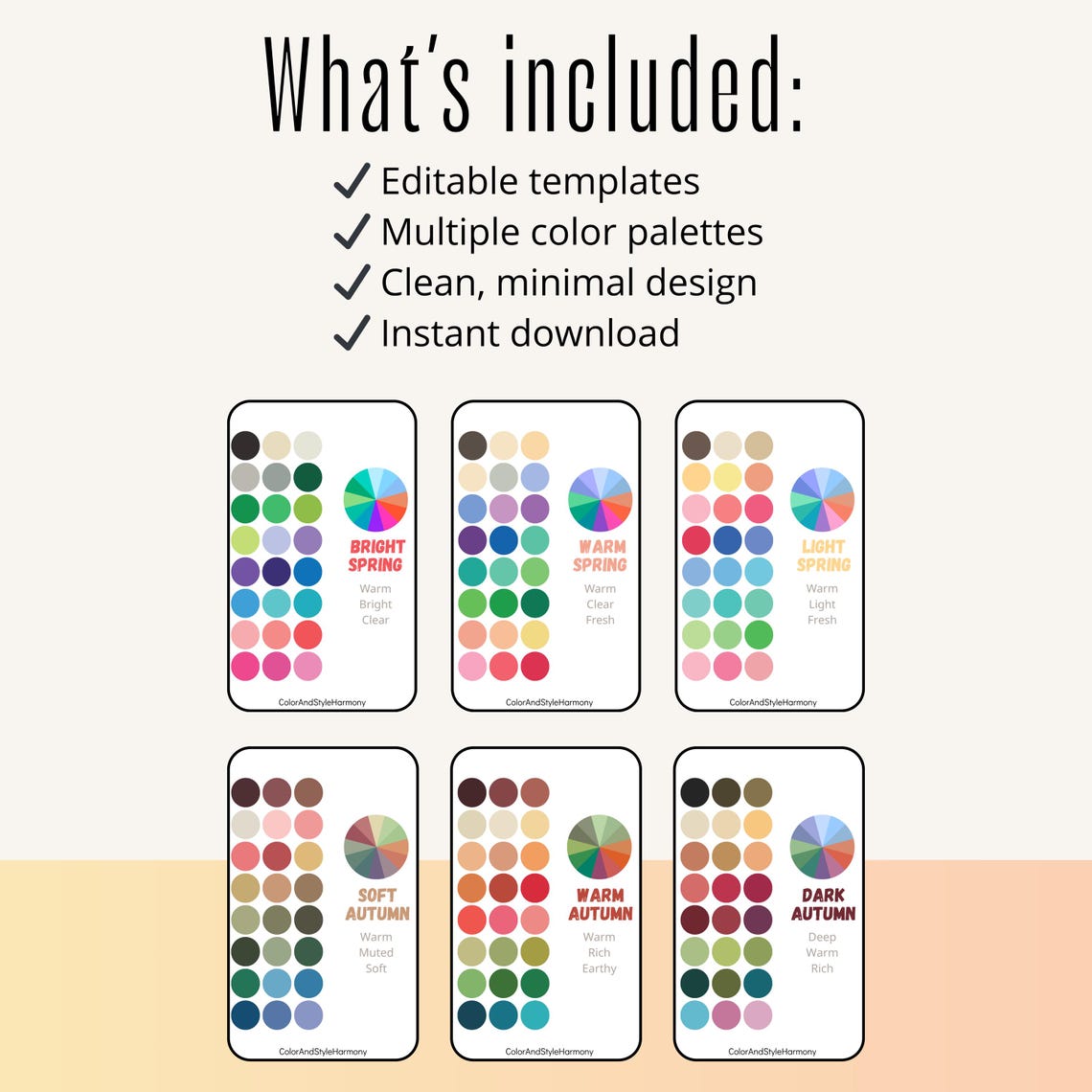 Editable Color Analysis Cards Canva Template, Personal Color Palette ...