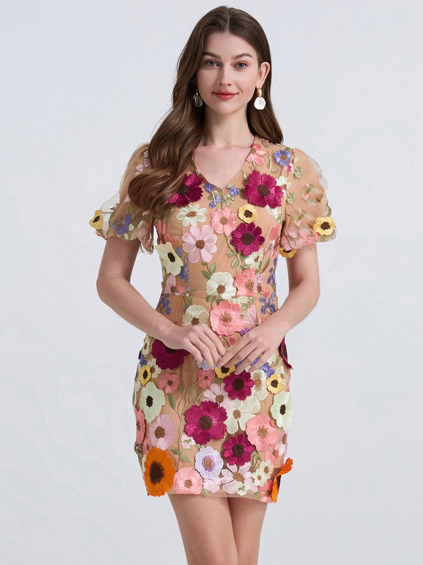 women's floral embroidered dress Fly A Kite Sky Blue Floral Embroidered Midi Dress main image 0