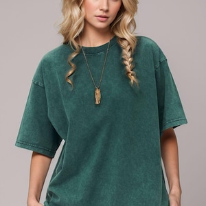 Acid Wash Oversized Cotton Tee | Vintage Mineral Wash Casual Top
