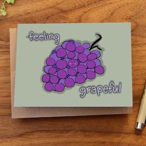 Grapeful, Punny Note Card/Thank you card, A2 size, blank inside