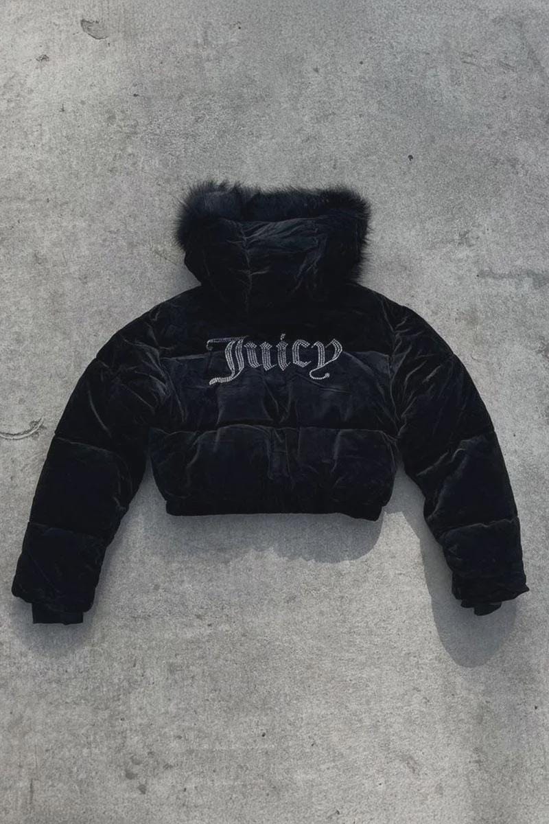 Buy Juicy Jacket - Y2K Faux Fur Hooded Coat - Velour Cropped