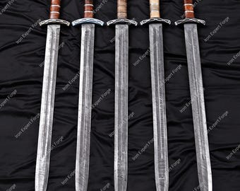 Handmade Damascus Steel Viking Sword: Lothbrok Norse Replica with Scabbard