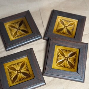 Antique J. & J.G. Low Art Tile Works Framed Tiles Set of 4 Chelsea Mass