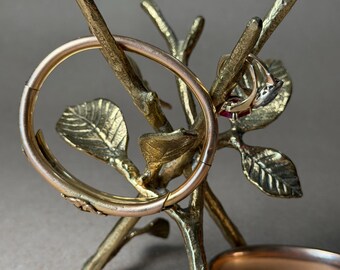 Brass Branch Jewelry Stand, Mid Century Modern Botanical Tree Display for Rings and Bracelets