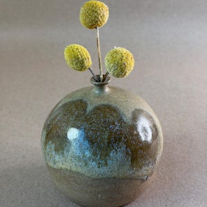 Vintage Signed Gifford Studio Pottery Bud Vase, Earthy Brown Glazed Weed Pot