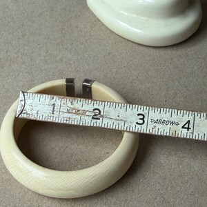 Vintage Carved Bone Bracelet Collection, Asian Motif Panel Cuff, Minimalist Silver Detail Bangle image 12