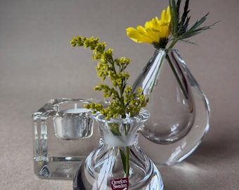 Orrefors Swedish Crystal Collection, Etched Bird Vase, Maja Perfume Bottle, or Igloo Votive