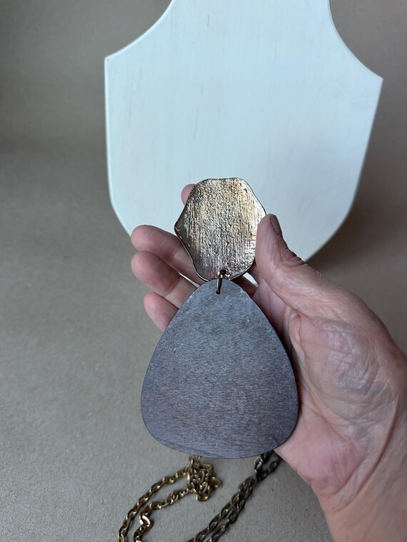 Pendant Necklace with High Desert Roots featuring Dark Wood and Marbled Resin Inlay View 4