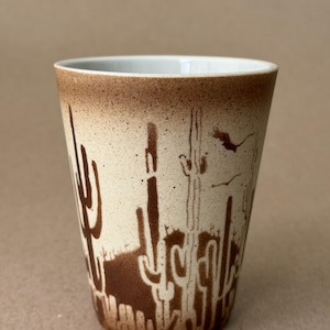 Desert Drinking with this Signed Schulz Porcelain Saguaro Cactus Tumbler