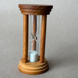 Hourglass Wood and Glass Three Minute Sand Timer for Desk or Game Night Decor