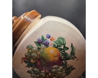 Nelson McCoy Tilted Canister Fruit Festival Pattern Vintage Cream Brown Large