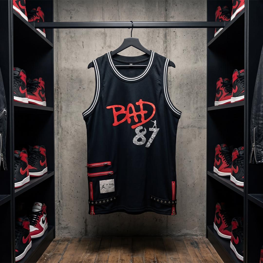 マイケル ジャクソン 87 BAD バスケ タンク ゲームシャツ ユニフォーム Michael Jackson Bad 87 Basketball Jersey - Limited Edition Tribute