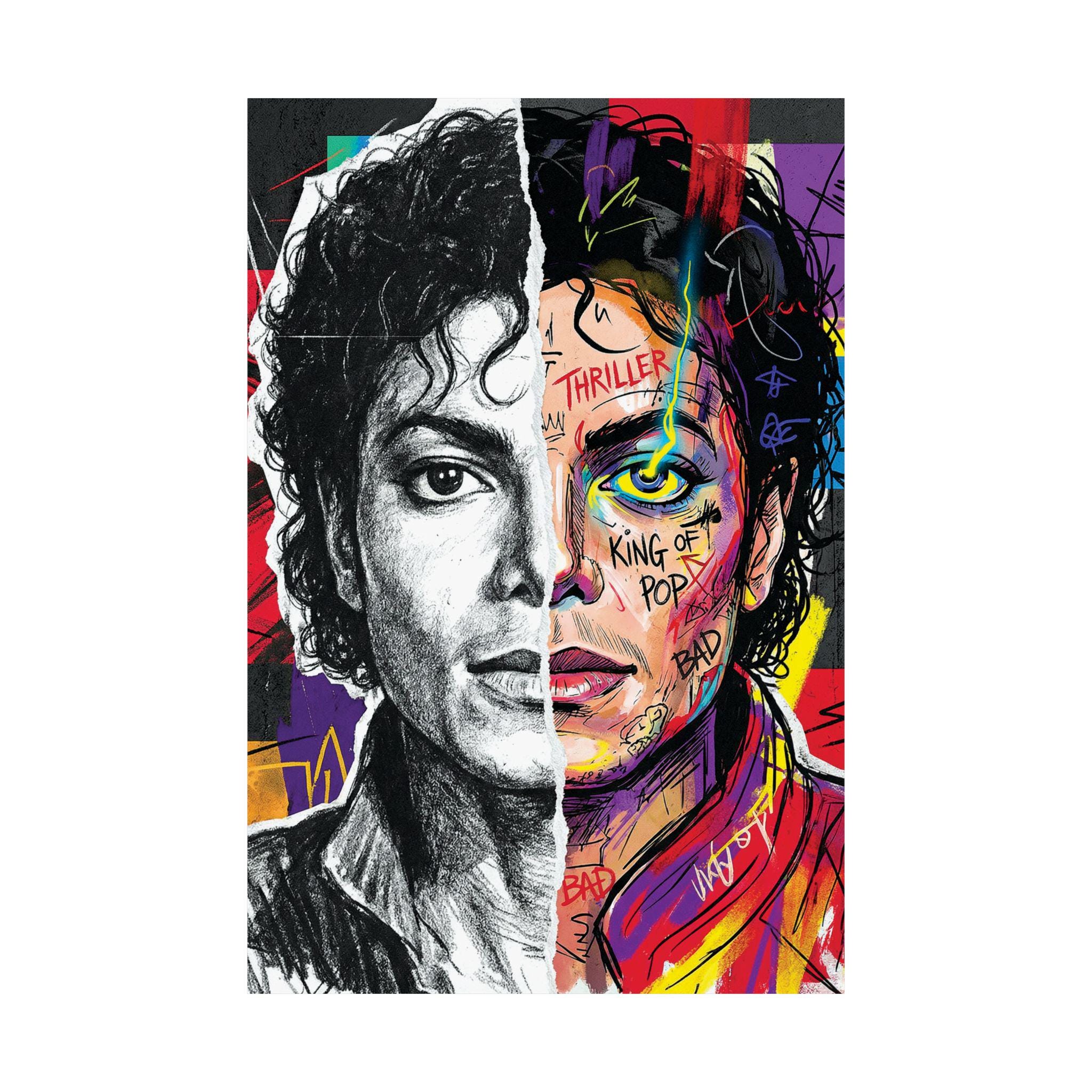 Michael Jackson Thriller Split Face Poster Street Art Print King