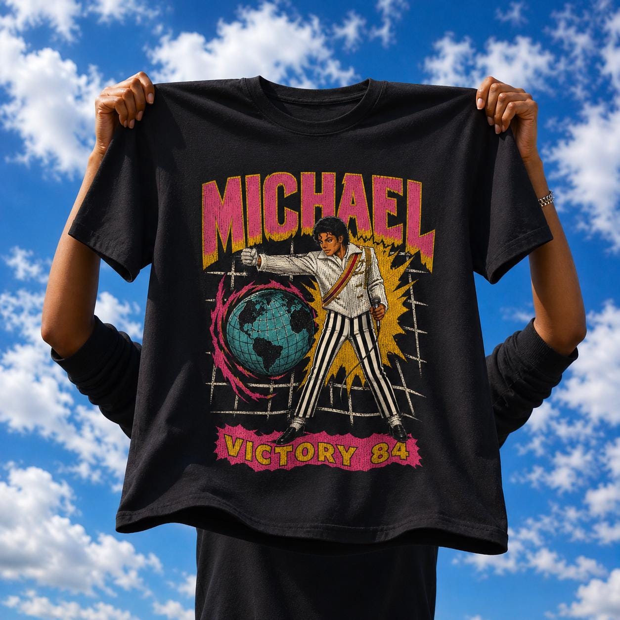 ヴィンテージMichael Jackson 1984年ツアー Tシャツ Vintage Michael Jackson Concert Sleeveless T-shirt (1984) – BLK
