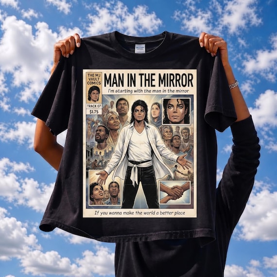 Michael Jackson Man in the Mirror Graphic Tee, Bad Era Comic Art
