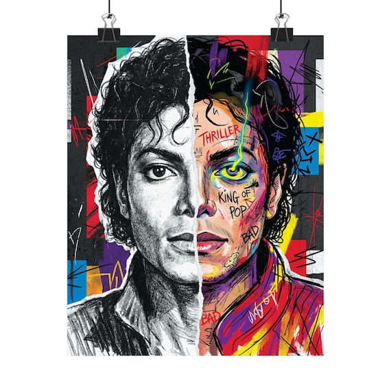 Michael Jackson Thriller Split Face Poster Street Art Print King