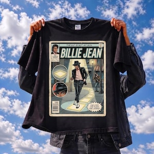 Comic-shirt MJ Billie Jean, vintage T-shirt thrillertijdperk, oplichtend stoepcadeau
