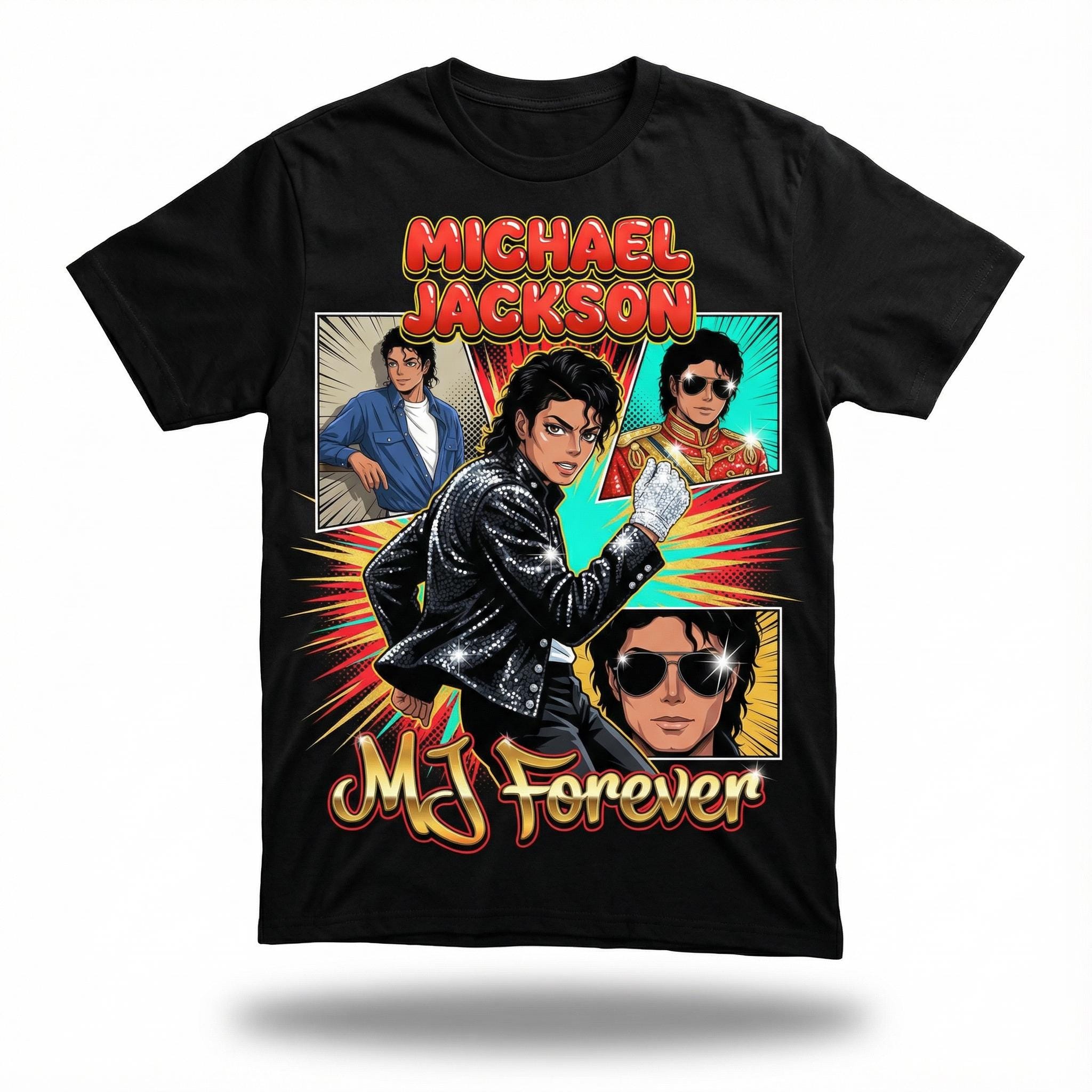 Michael Jackson MJ Forever Shirt Anime Comic Style Tee Retro 80s