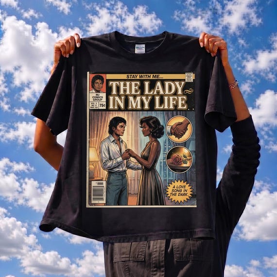 Michael Jackson Lady in My Life Comic Tee, Thriller Era Vintage