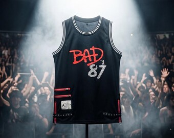 マイケル ジャクソン 87 BAD バスケ タンク ゲームシャツ ユニフォーム Michael Jackson Bad 87 Basketball Jersey - Limited Edition Tribute