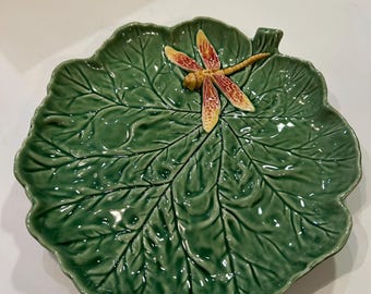 Vintage J. Willfred Portugal Libellenblatt Servierplatte 10,25 ”Charles Sadek Majolika Servierplatte