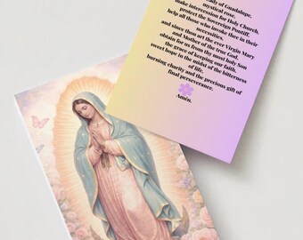 Our Lady of Guadalupe Prayer Card | Pink Matte Finish Wallet Size (2 x 3.5)