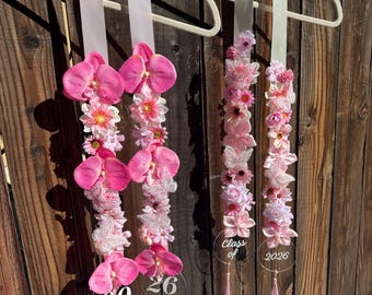 Floral Graduation Sash|Pink Flowers, Butterflies, Tassels (Customizable)| Graduation Gift|Handmade Floral Graduation Stole|Senior Photo Prop