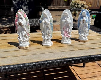 Handmade Floral Decoupage Our Lady of Guadalupe Catholic Statue | Religious Gift | Faith Based Gift