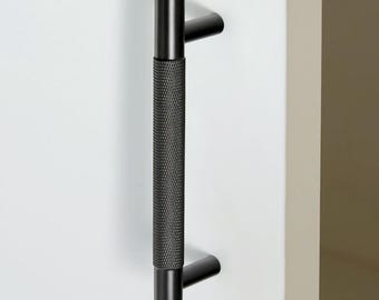 Elegant Black Knurled Cabinet Pulls, Solid Brass Drawer Handles, Modern Kitchen Pulls, Minimalist Cabinet Hardware, Wardrobe Door Pulls