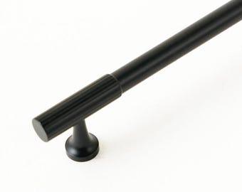 Black Linear Cabinet Handles, Minimalist Textured Bar Pulls for Modern Kitchen, Wardrobe, Built-in Cabinets