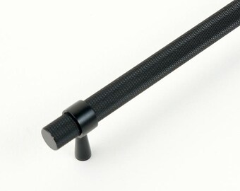 Black Knurled Cabinet Handles Solid Brass Modern Industrial Drawer Pulls Minimalist Furniture Hardware for Kitchen Wardrobe Bathroom Decor