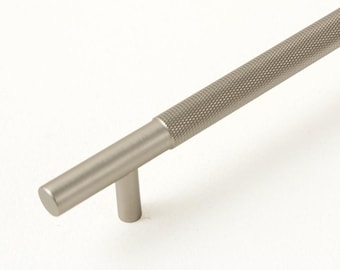 Nickel Knurled Cabinet Pulls, Solid Brass Drawer Handles, Modern Kitchen Pulls, Minimalist Cabinet Hardware, Wardrobe Door Pulls