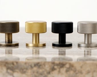 Antique Brass Knurled Cabinet Knobs, Solid Brass Drawer Knobs, Kitchen Drawer Knobs, Modern Industrial Cabinet Hardware
