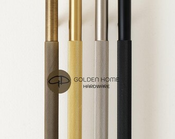 Solid Brass Knurled Cabinet Handles, Modern Kitchen Pulls, Minimalist Cabinet Hardware, Wardrobe Door Pulls, Drawer Knobs And Pulls