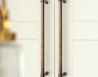 Antike Messing Schranktür Zieht Lange Vintage Griffe aus Massivem Messing Klassische Haushaltsgeräte Stil Küchenschrank Schrank Hardware