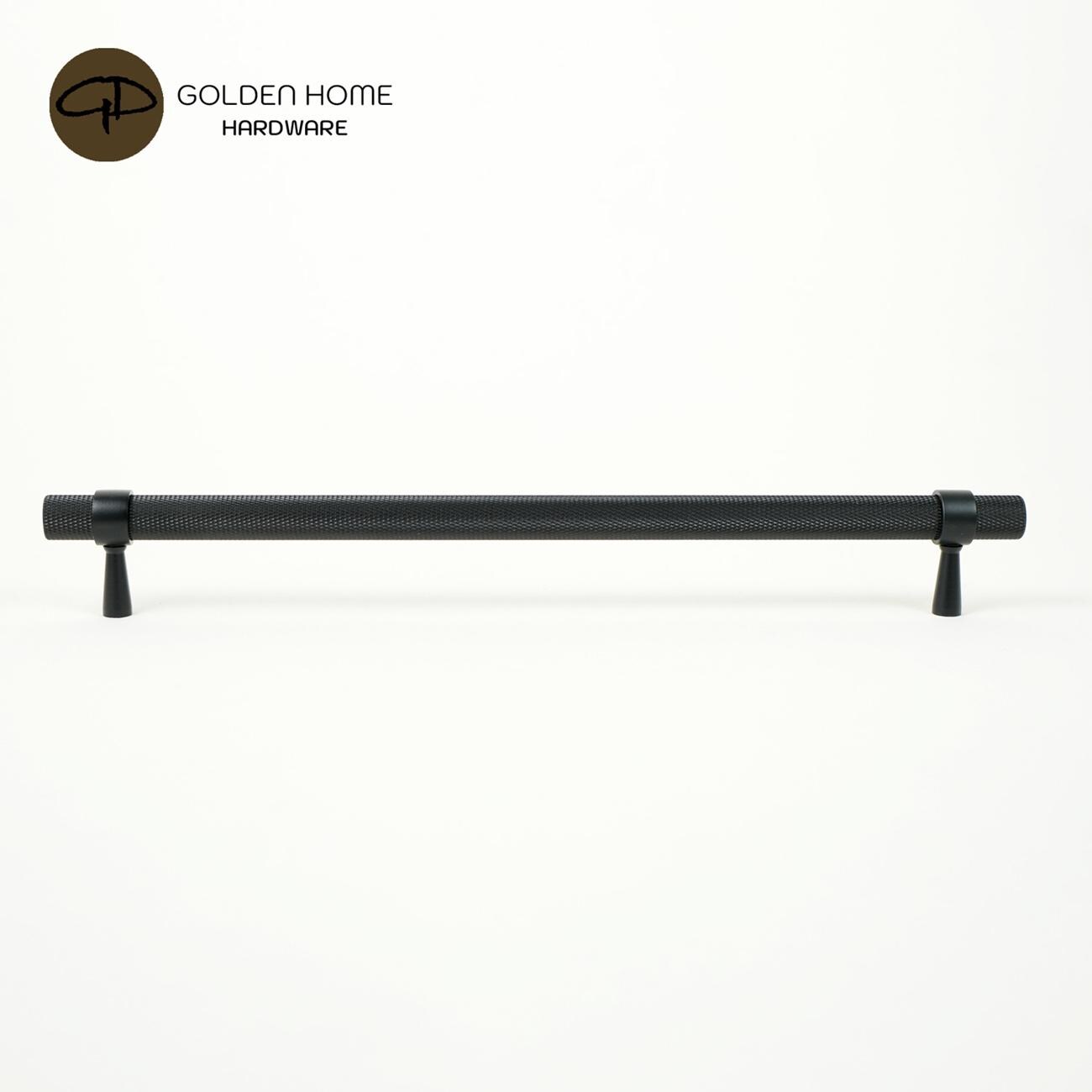 Black Knurled Cabinet Handles Solid Brass Modern Industrial Drawer ...
