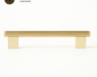 Linear Handle Solid Brass Pulls, Brushed Brass Handles, Brass Cabinet Pulls, Gold Kitchen Drawer Pulls, Modern Cabinet Hardware