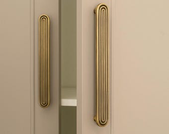 Mid Century Pulls Solid Brass, Aged Brass Cabinet Handles, Antique Brass Drawer Pulls, Unique Cabinet Knobs And Pulls, Cabinet Hardware