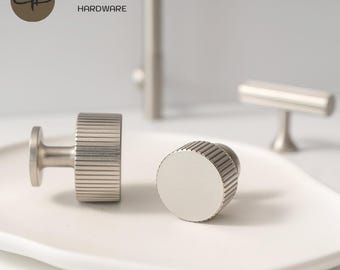 Nickel Linear Cabinet Handles, Minimalist Solid Brass Bar Pulls for Modern Kitchen, Wardrobe, Custom Cabinetry