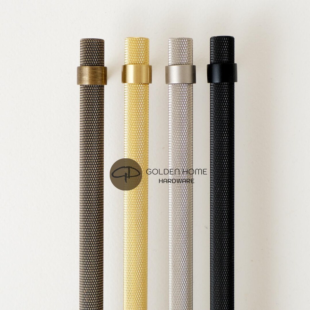Solid Brass Knurled Cabinet Handles Modern Industrial Drawer Pulls ...