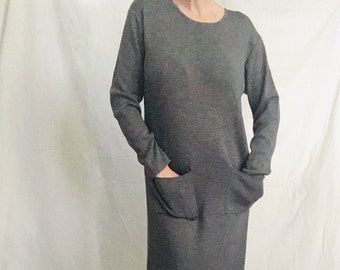 Italian Wool Blend Grey Sweater Dress Size Medium