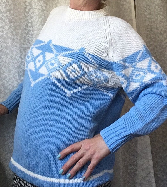 1970s Sky Blue Sweater made in Japan for Macys Wo… - image 4