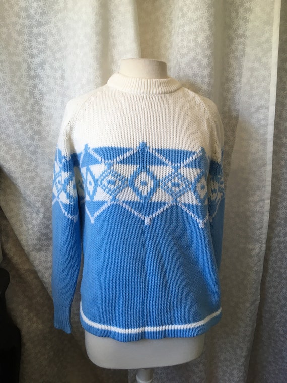 1970s Sky Blue Sweater made in Japan for Macys Wo… - image 1