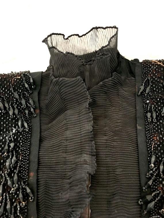 Antique Victorian Black Beaded Boned Blouse 1900s - image 2